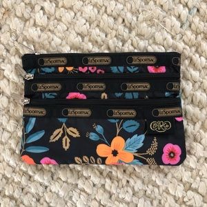 LeSportsac  x Rifle Paper Co. 3-zip cosmetic pouch